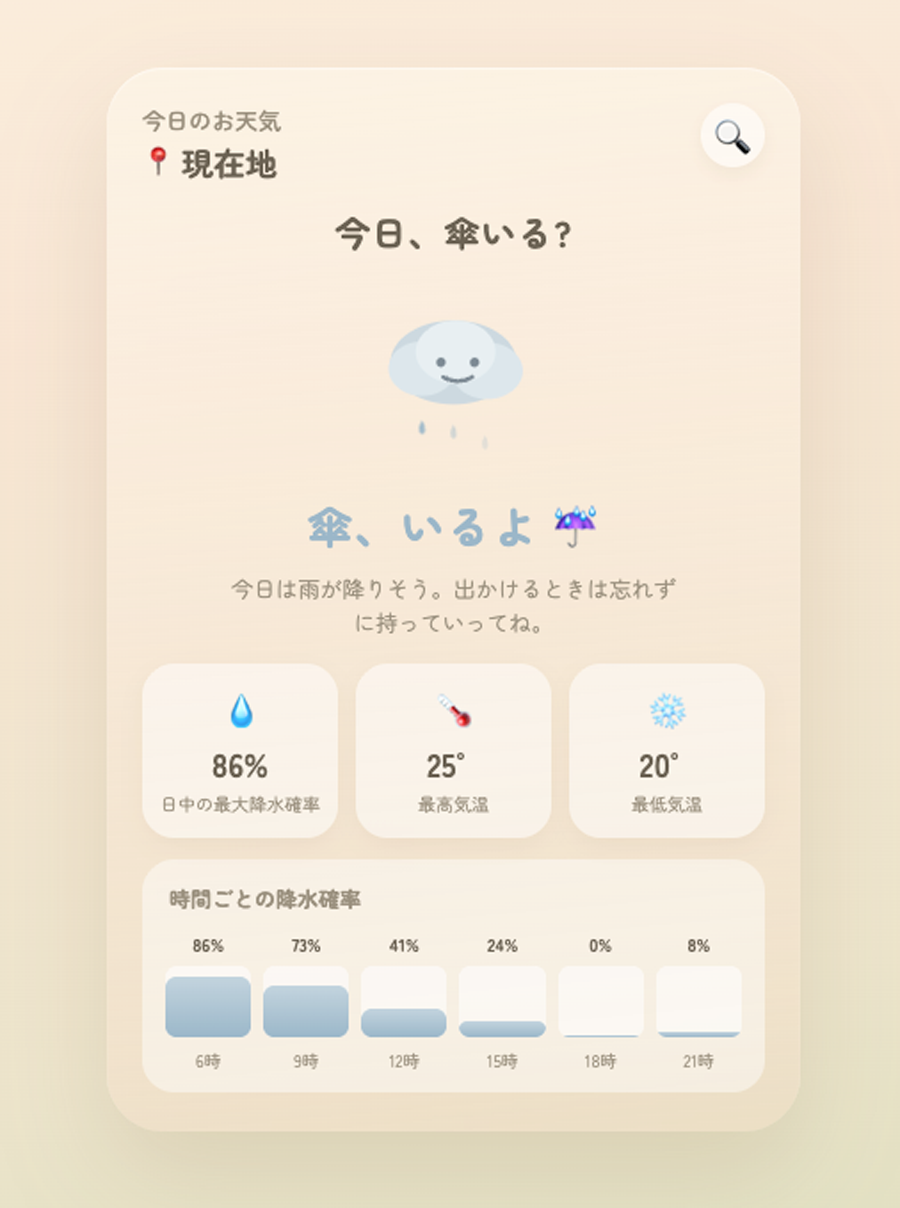 傘いる？アプリの画面